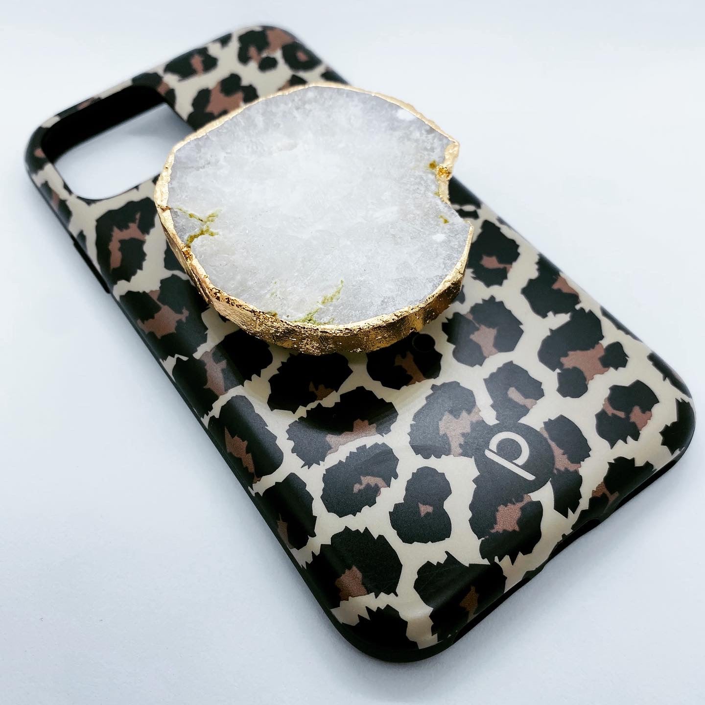 White Druzy Crystal Phone Holder