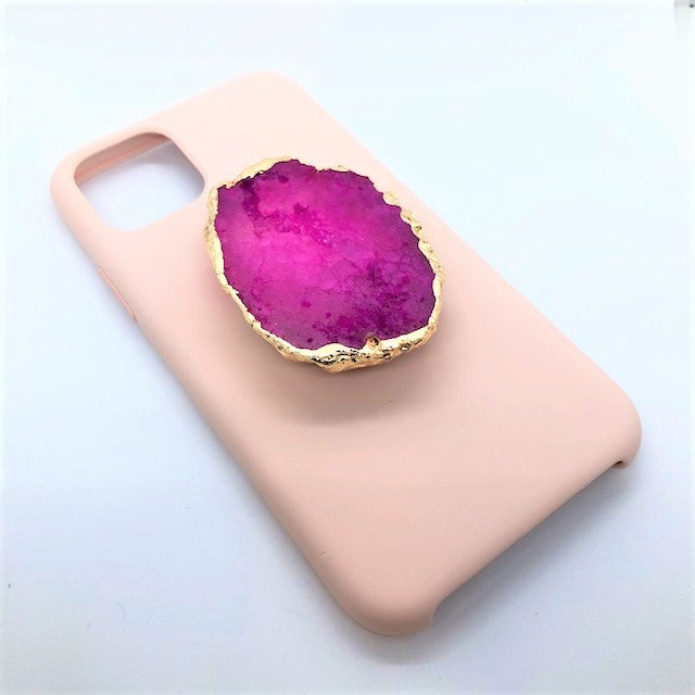 Pink Druzy Crystal Phone Holder